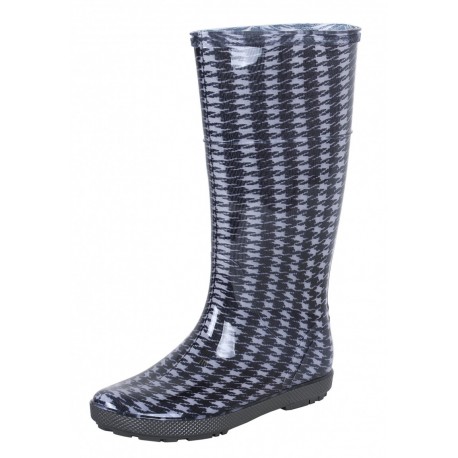 Demar Hawai Print Women Girls Black White Wellies Wellingtons Rain Boots