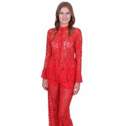 John Zack Red  Chique Lace Top