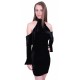 Black Velvet, Cold Shoulder Design, Halter Neck Mini Dress By John Zack