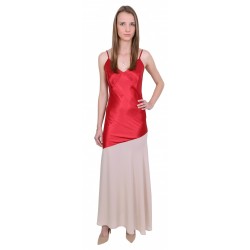 Red/Beige, Adjustable Cami Straps, V-Neck, Maxi Dress By John Zack