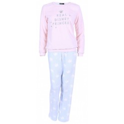 Pink Blue Soft & Warm Long Sleeved Pyjama Set For Ladies Crowns PRINCESS DISNEY