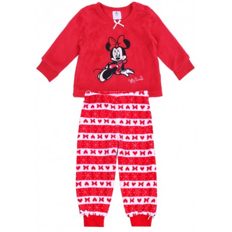 Red Long Sleeved Top & Bottoms Pyjama Set For Girls Minnie Mouse DISNEY
