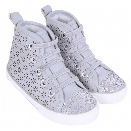 Childrens' Grey Gliterry High-Tops/Trainers