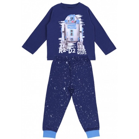 Navy Blue Long Sleeved Top & Bottoms Pyjama Set For Boys R2-D2 STAR WARS