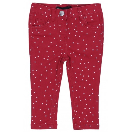 Red polka dot trousers.