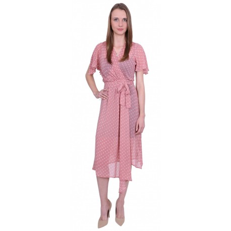 Pink/Dots Lightweight & Soft-Touch Midi Dress by John Zack
