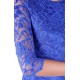 Cobalt Backless Mini Lace Dress, 3/4 Length Sleeves, Bodycon Fit, John Zack