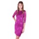  Purple Backless Mini Lace Dress, 3/4 Length Sleeves, Bodycon Fit, John Zack