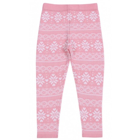 Girl Winter Print Pink White Leggings Tights