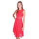 Red Fit and Flare Style Sleeveless Full Sheer Lace Midi Dress by John Zack