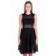 Black Fit and Flare Style Sleeveless Full Sheer Lace Midi Dress by John Zack
