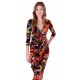 Floral Asymmetric Maxi Dress Draped Wrap Front, 3/4 Length Sleeve by John Zack