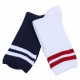 Women White Navy Blue Long Warm Socks, 2 pairs