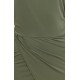 Khaki Asymmetric Wrap Over Mini Dress, Short Sleeve by John Zack