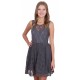 Grey Lace Mini Dress Fit &amp; Flare Style, Deep V-Back by John Zack