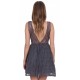 Grey Lace Mini Dress Fit &amp; Flare Style, Deep V-Back by John Zack