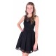 Black Lace Mini Dress Fit &amp; Flare Style, Deep V-Back by John Zack