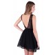 Black Lace Mini Dress Fit &amp; Flare Style, Deep V-Back by John Zack