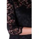 Black Floral Lace Midi Dress, 3/4 Sleeves, Bodycon Fit by John Zack