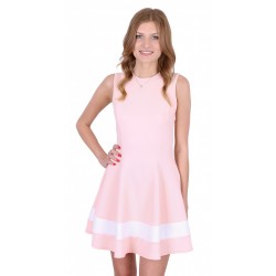 Peach Soft & Elastic Sleeveless Fit and Flare Mini Dress by John Zack