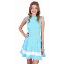 Blue Soft & Elastic Sleeveless Fit and Flare Mini Dress by John Zack