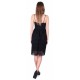 Black Cami Straps Sleeveless Midi Dress, Full Guipure Lace by John Zack