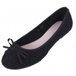 Women Black Pumps Ballerinas With A Bow