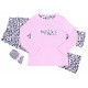 Pink/Leopard Print Design Pyjama Set + Socks For Ladies Love To Lounge