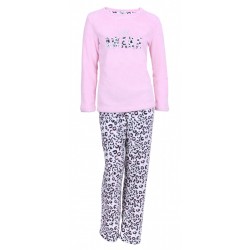 Pink/Leopard Print Design Pyjama Set + Socks For Ladies Love To Lounge
