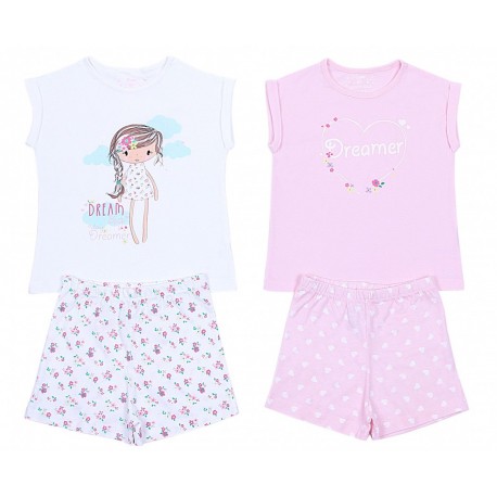 2 x Pyjama sets - Sleeveless Top & Shorts For Girls ESSENTIALS 