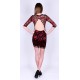 Elastic Black/Red Floral Lace Mini Bodycon Fit, Open Back Dress John Zack 