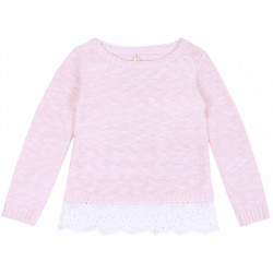 Girls' Pink Sweater With Guipure