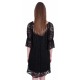 Black Off Shoulder Floral Lace Mini Dress, 3/4 Length Sleeve by John Zack