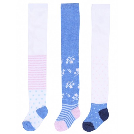 Girls' tights blue and white - 3 pairs