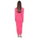 Raspberry/Pink Long Sleeved Draped Maxi Dress, Deep V-Neck by John Zack