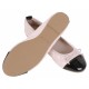 Beige/Black, Quilted, Faux-Leather Ballerina Flat Shoes For Ladies