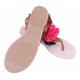 Brązowe sandały z  różowym kwiatem PRIMARK
