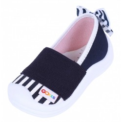 Girls Navy Blue/Stripes/Bow, Shoes, Slippers, Sneakers, Mary Jane, Flats LEMIGO