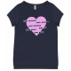 Grey Top, T-shirt For Girls Pink Heart Design
