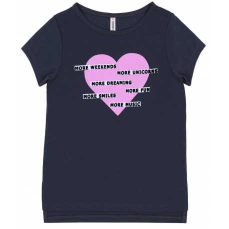 Grey Top, T-shirt For Girls Pink Heart Design