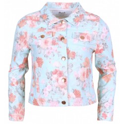 Fashionable Mint Floral Short Denim Jacket