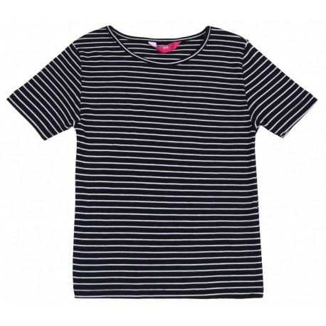 Black/White, Stripes Design Top, T-shirt For Girls
