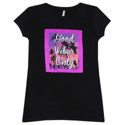 Black t-shirt with sequins YD GOOD  VIBES ONLY