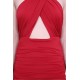 Red, Slim Fit, Cross Neck, Ruched Sides Mini Dress By John Zack