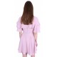 Pink, Short Sleeved, Frill Design, Tie Detail Mini Dress By John Zack