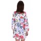 White, Floral Print Design, Long Sleeves, Fitted Cuffs, Mini Dress By John Zack