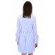 Light Blue, Soft Velvet, 3/4 Length Fluted Sleeves Mini Dress By John Zack