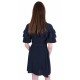 Navy Blue, Short Sleeved, Frill Design, Tie Detail Mini Dress By John Zack