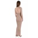 Beige, Plain, Bodycon Fit, One Shoulder Design, Maxi Dress By John Zack