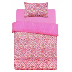 A set of pink bedding with patterns, 135x200